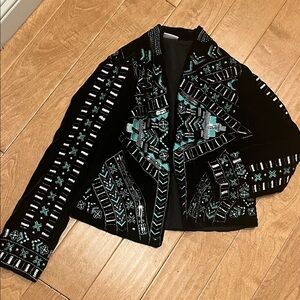 Vintage crazy train Embroidered Black Jacket